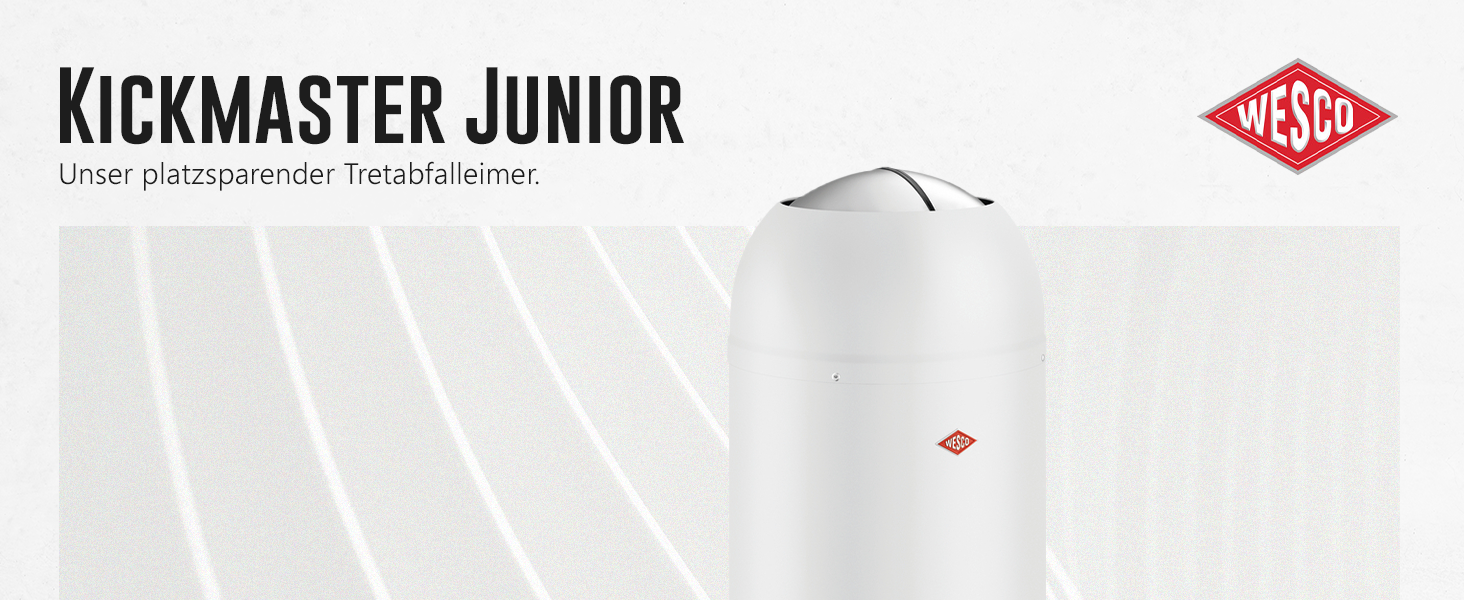 Сміттєвий відер WESCO Kickmaster Junior з педаллю та доводчиком, 12 л, сталь, білий матовий