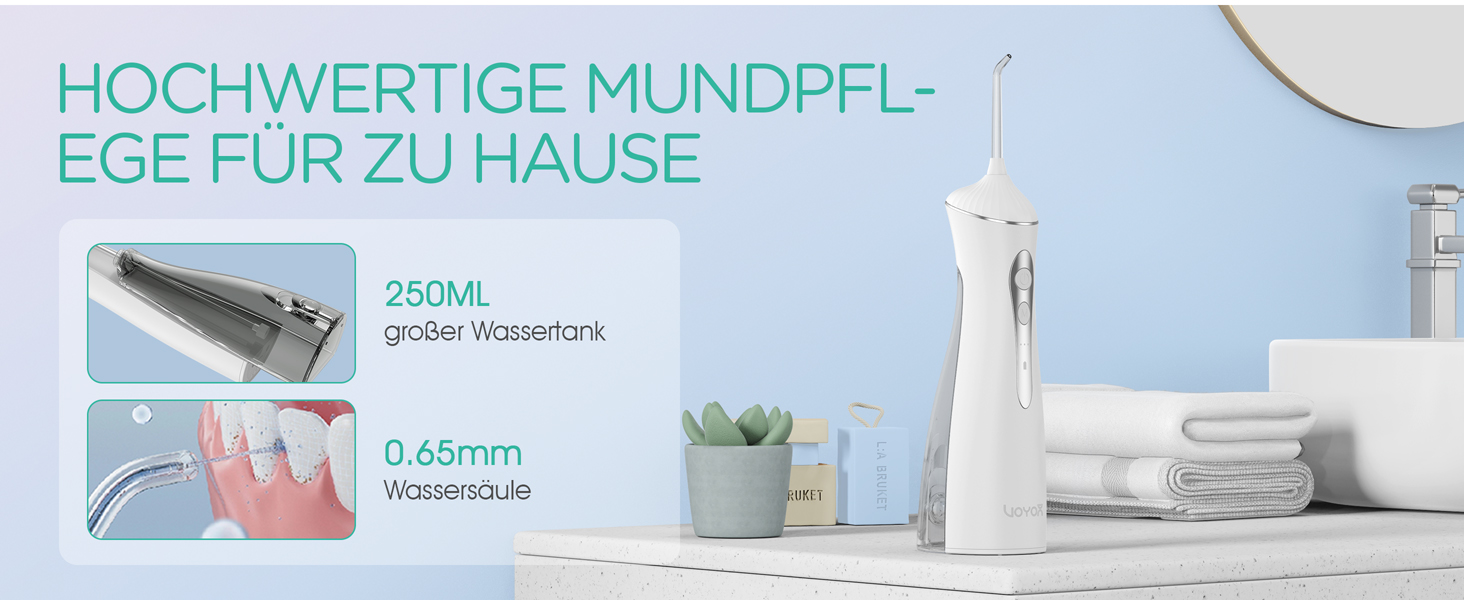 Електрична іригатор VOYOR-HEALTH Munddusche WF400: 3 режими, 4 насадки, водонепроникний, для догляду за зубами та яснами