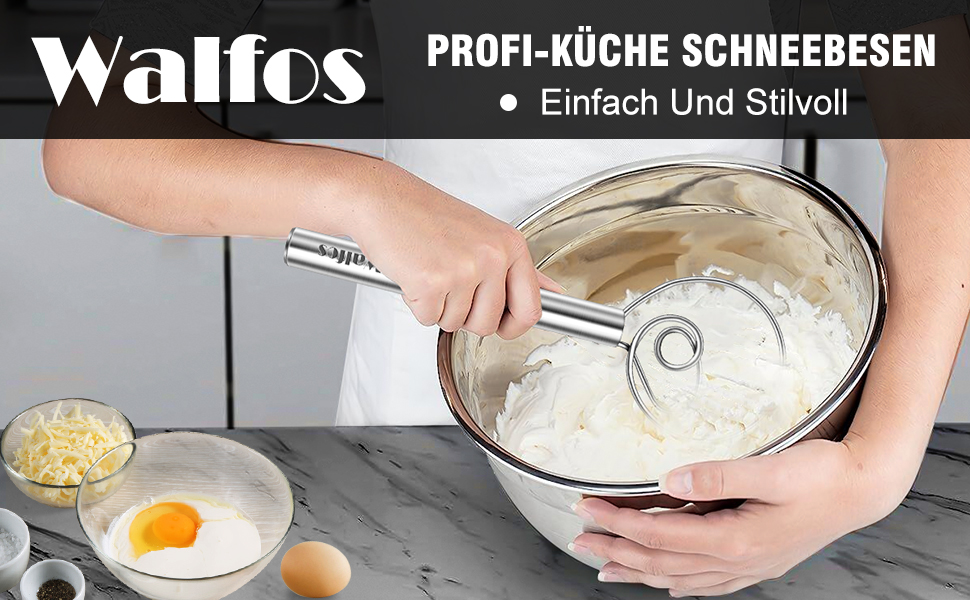 Набір міксерів Walfos (2 шт.) - нержавіюча сталь, 13 см + 18 см. Зручні ручки, для збивання яєць, приготування, змішування та збивання.