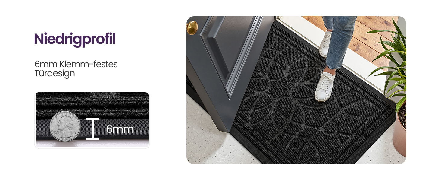 Килимок для дому та вулиці DEXI, 90 x 150 см, чорний, антиковзаючі, миється, для входу, балкону, тераси