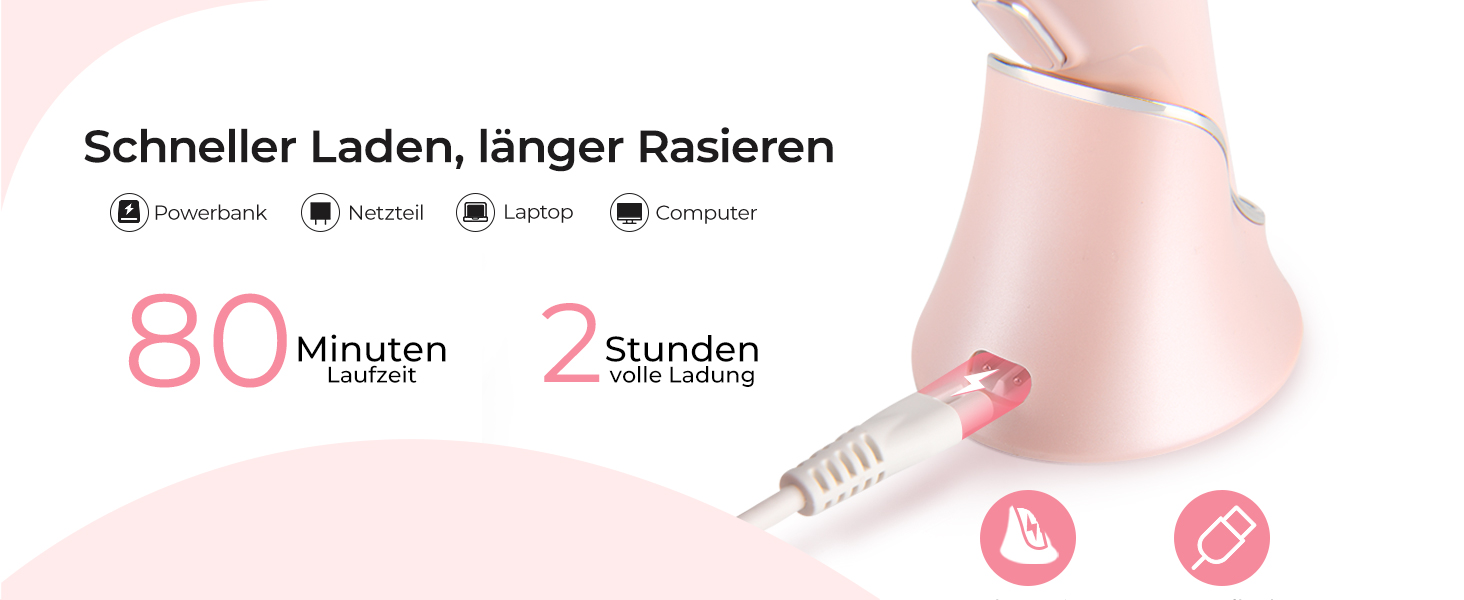 Електричний жіночий триммер для тіла: безболісне гоління ніг, бікіні та під пахв, бездротовий, акумуляторний, для мокрого та сухого використання, рожевий