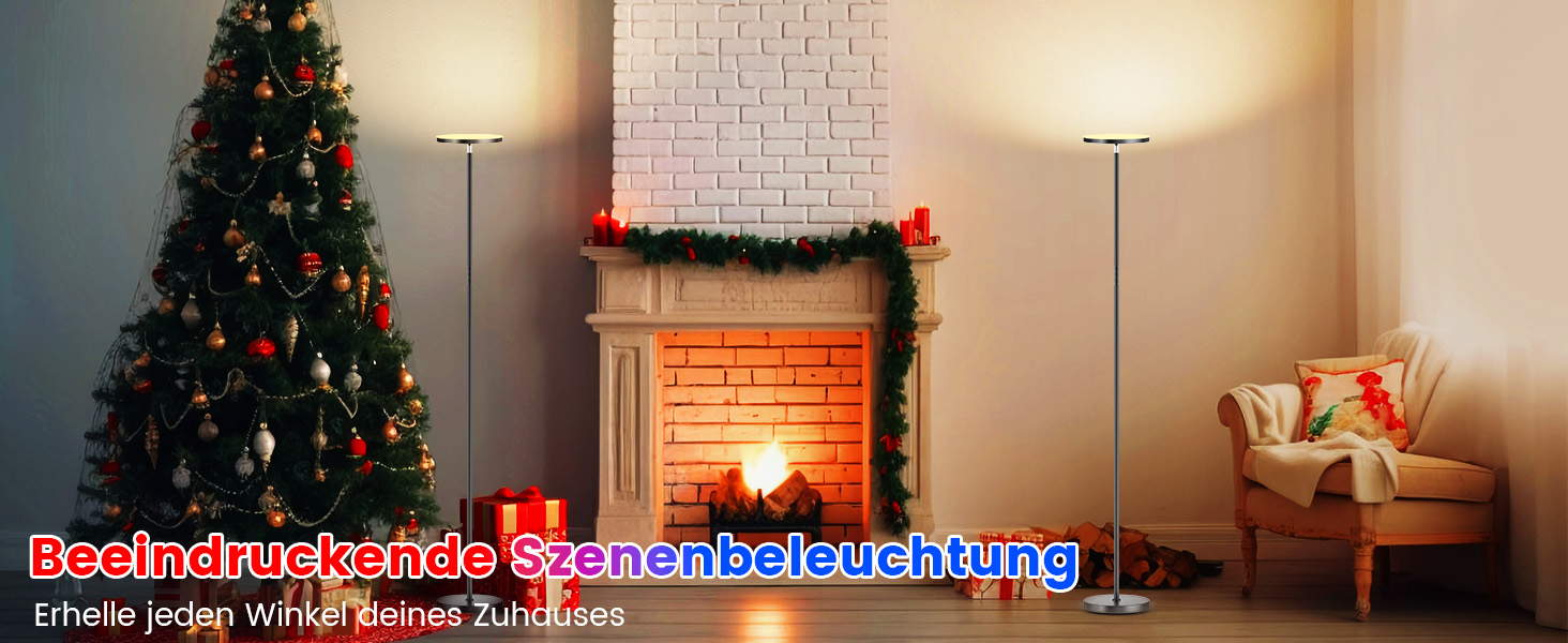 LED-підлогова лампа для вітальні з регулюванням яскравості та RGB-підсвічуванням, 42W, 4200LM, з читацькою лампою та пультом дистанційного керування