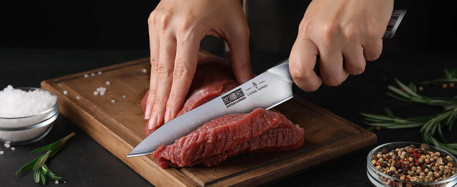 Ніж кухарський HOSHANHO 15 см з нержавіючої сталі, професійний, ергономічна ручка, срібний