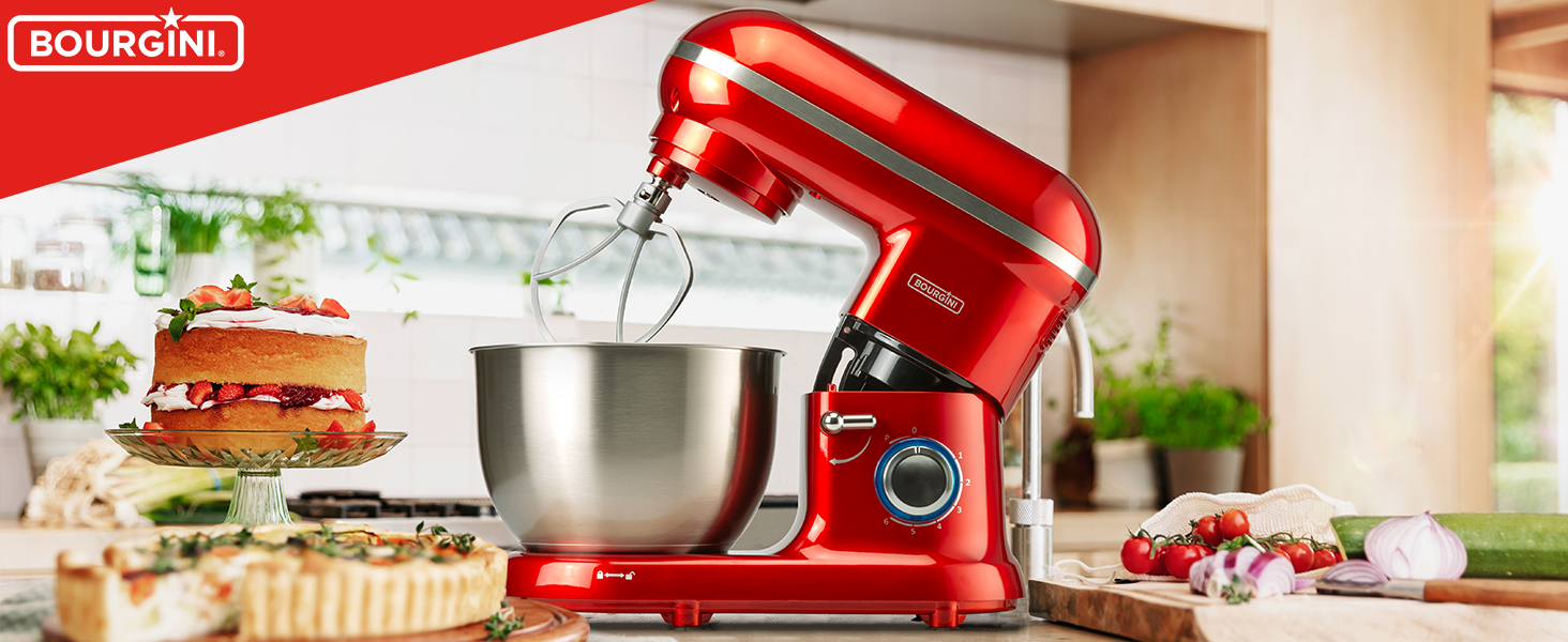 Кухонний комбайн Classic Kitchen Chef з 4.5 літрами об'єму та 1300-ватним мотором (червоний)