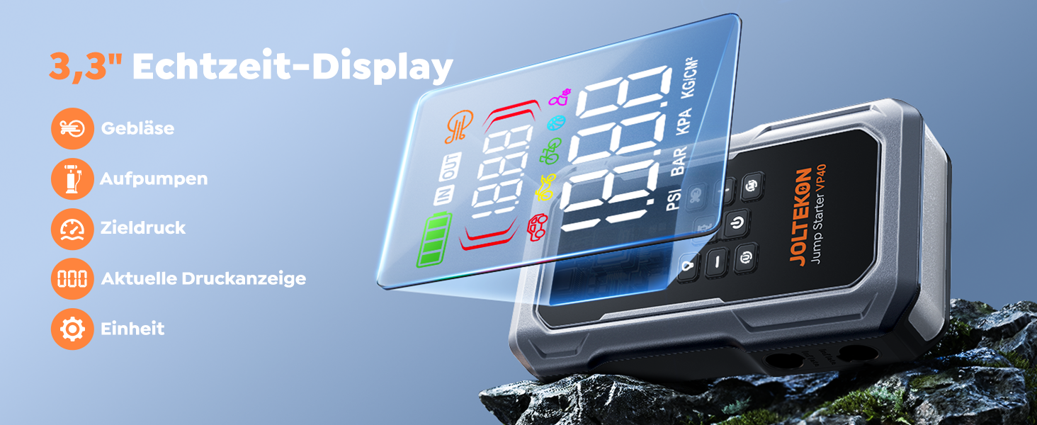 Павербанк для автозапуску 7000A з компресором, LED-ліхтарем та LCD-дисплеєм для бензинових та дизельних двигунів (до 12.0L)