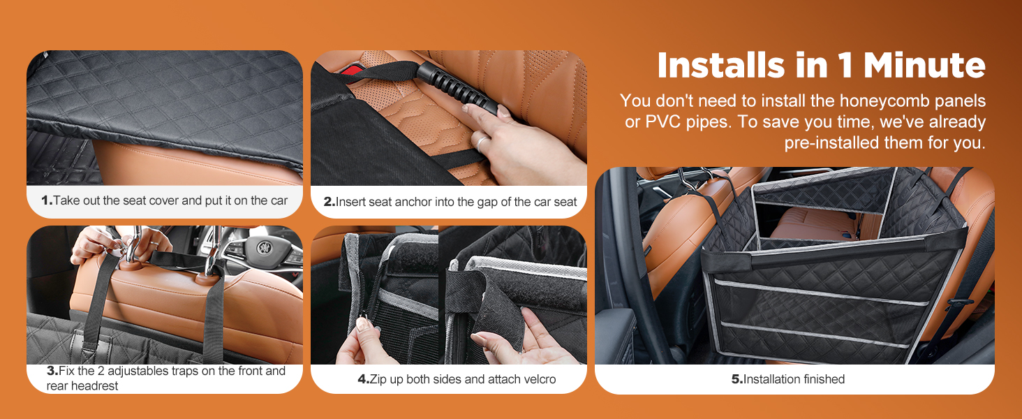 Крісло для собак у машину Gimars, посилена стабільність, великі та середні породи, водонепроникне, з ременями безпеки