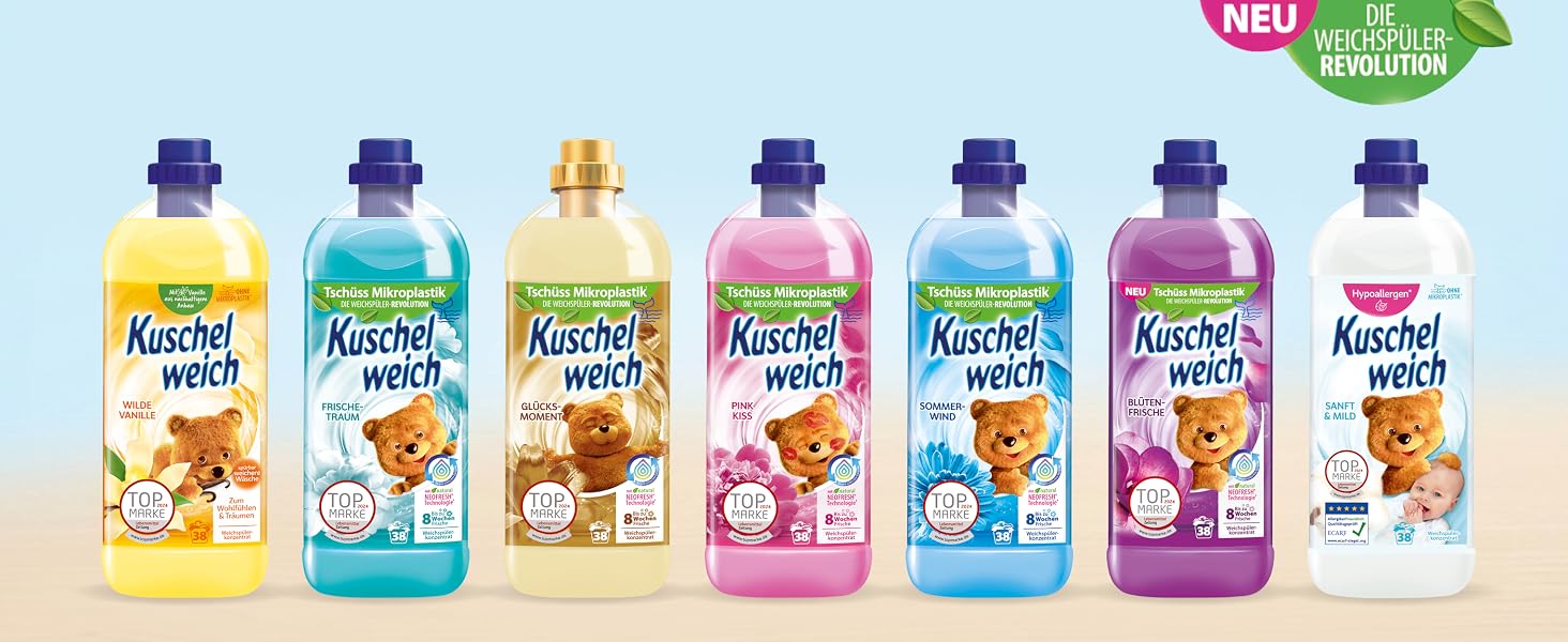 Кондиціонер для білизни Kuschelweich Sanft & Mild, гіпоалергенний, без мікропластику, 6 x 2 л (на 456 прань)