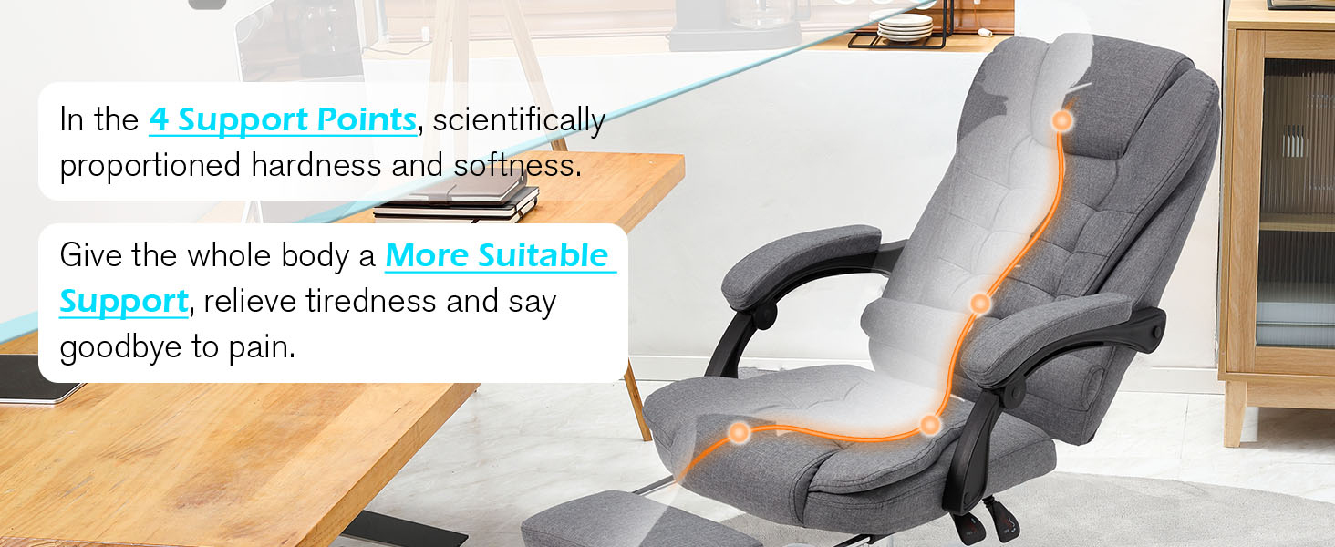 Крісло YODOLLA для офісу, 200 кг, ергономічне, з регульованою спинкою, комп'ютерне, з підніжкою, чорне