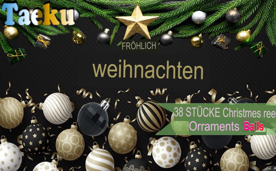 Новорічні кулі Taeku, 4 см, 36 шт. - набір прикрас для ялинки, чорний колір