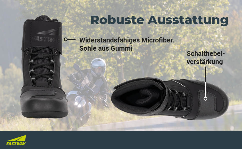 Моточоботи FAST WAY Touring 201 для чоловіків, CE сертифіковані, захист гомілки та перемикання передач, чорні, розмір 37-47