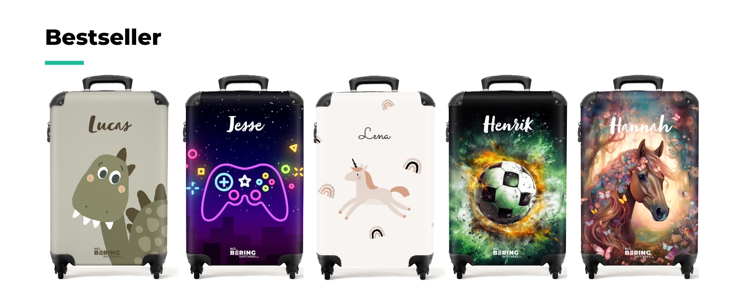 Дитячий валіза-роликовий колірний з ініціалами та іменем, 55x40x20см - валіза для ручної поклажі, валіза для хлопчиків, легкий, з принтом 'Ренн-авто'