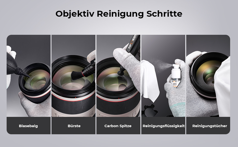 Набір для чищення об'єктивів K&F CONCEPT 15-в-1: Lenspen, тканина мікрофібри, рідина для чищення