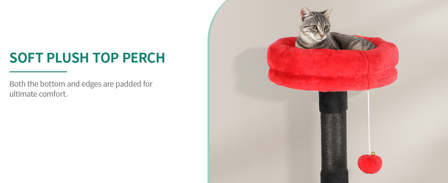 Котячий комплекс YITAHOME XXL, 142 см, з 8 стовпчиками сизалю, 3 платформами, 2 хованками, гамаком, іграшками, чорно-червоний