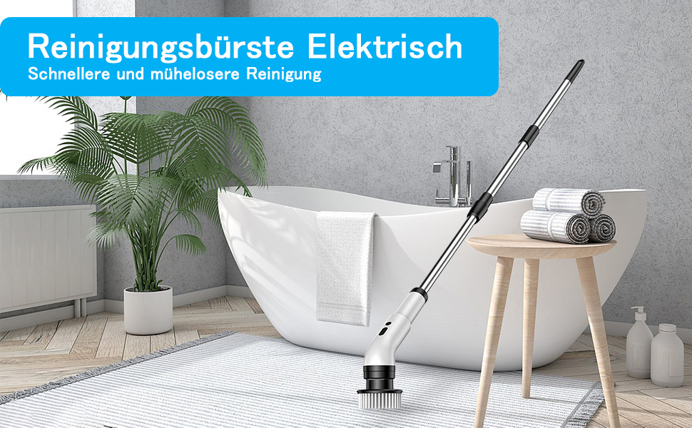 Електрична щітка для прибирання 9 в 1, 34-130 см, 2 режими, для ванної, кухні, плитки та авто, біла