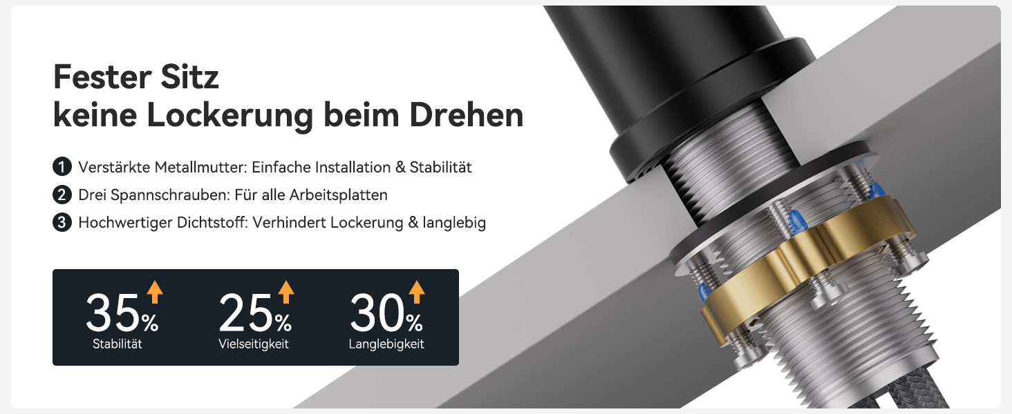Кран кухонний CECIPA з 3 режимами, висувний, поворотний 360°, з високим виливом, з нержавіючої сталі, чорний