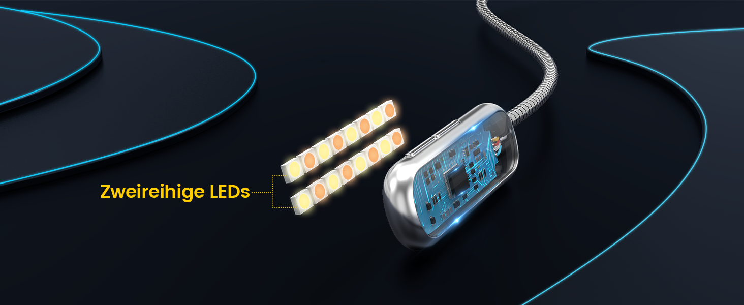Glocusent Posh Premium Лампа для читання з кріпленням на книгу та таймером, 16 LED, акумулятор, час роботи 160 годин, 1800K, м'яке світло, 3 кольори та 5 рівнів яскравості, ідеально для читачів