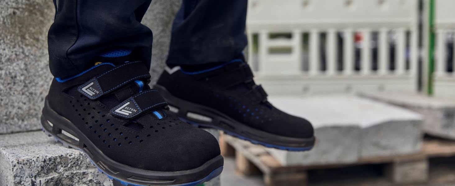 Робочі черевики ELTEN Scott XXT ESD S1PS, текстильні, чорні, для жінок та чоловіків, з пластиковою захисною капами (легші за сталеві), спортивні, 37 EU