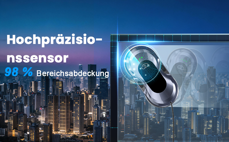 Робот для миття вікон Fensterputzroboter 6000Pa, електричний, з подвійною спіраллю, 3 режими, інтелектуальна навігація, розпізнавання країв, 10 серветок