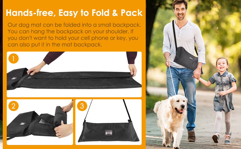 Килимок для собак Outdoor, 100x70 см, вологостійкий, миючий, з сумкою та знімачем шерсті. Підходить для подорожей, кемпінгу, собак та котів. Теплий килимок, велика подорожня ковдра, оксфордська тканина, чорний колір.