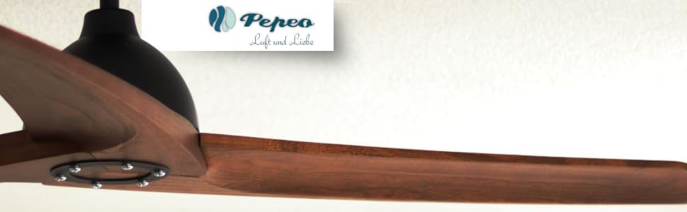 Стельовий вентилятор PEPEO Lypsi з пультом ДУ, 142 см, чорний/темне дерево - тихий, з реверсом та таймером
