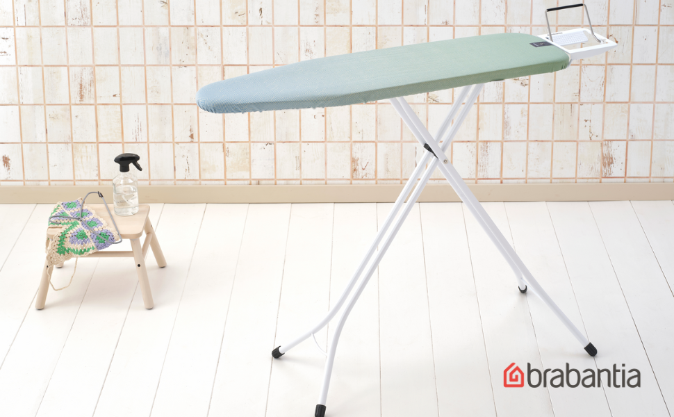 Прасувальна дошка Brabantia Bügelbrett B, 124 x 38 см, 100% Fairtrade-бавовна, стабільна, регульована по висоті, з підставкою для праски
