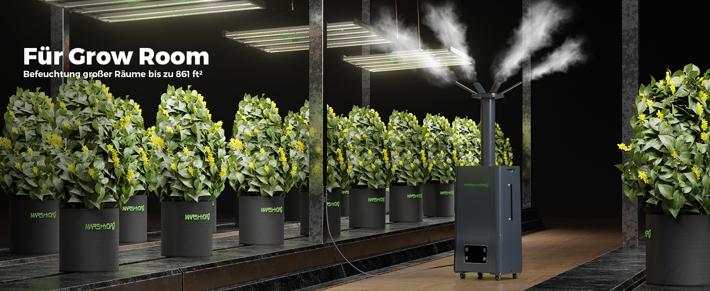 Зволожувач повітря MARS HYDRO Top-Fill ультразвуковий, 15л, з регулюванням вологості та таймером, тиха робота для гроубоксу, кімнати, спальні