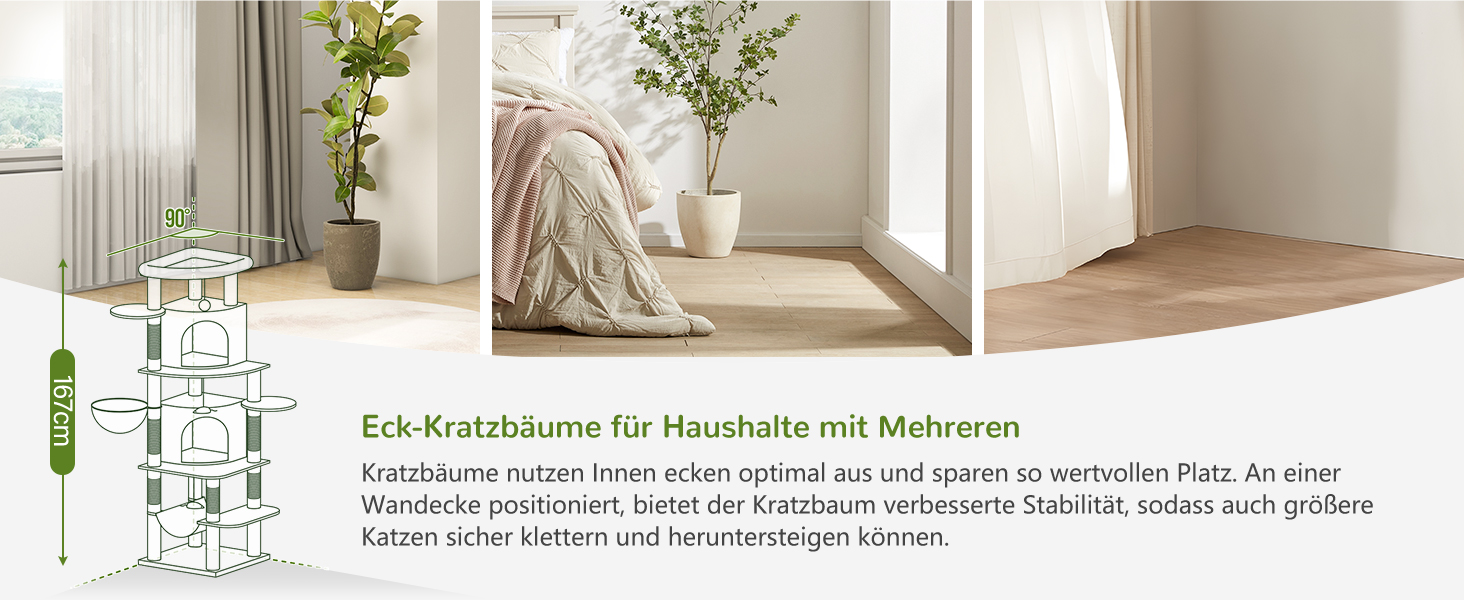 Котячий будиночок Globlazer з когтеточкою, 167 см, кутовий, зелений, для 3-4 котів