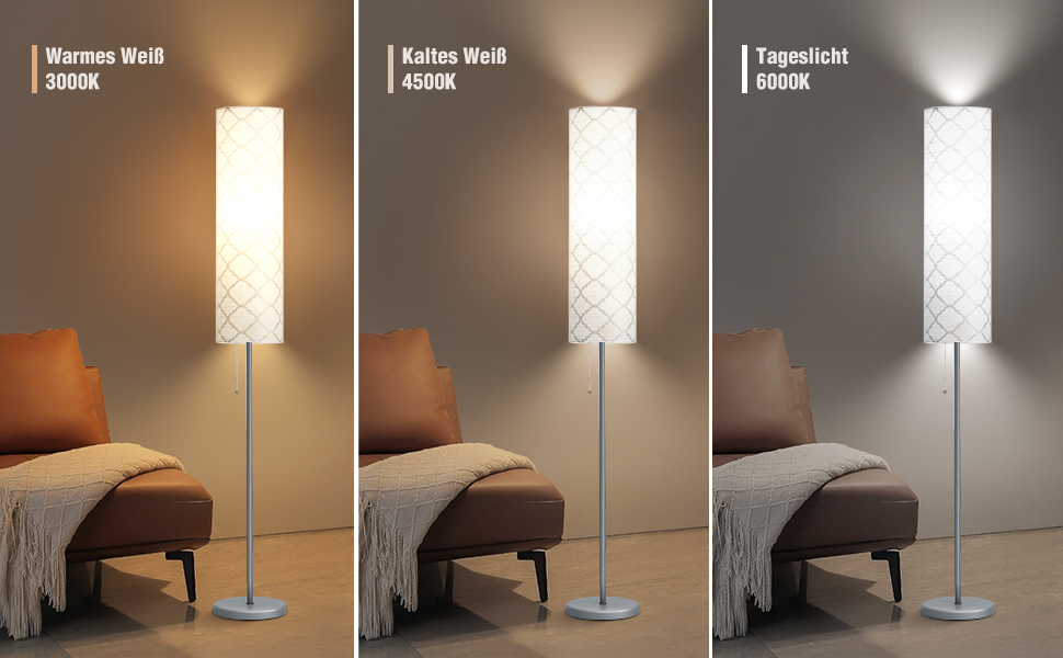 Стійка лампа GyroVu для вітальні, 65” висота, лампа для спальні з паперовим абажуром, 3 колірні температури, срібна (з лампочкою)