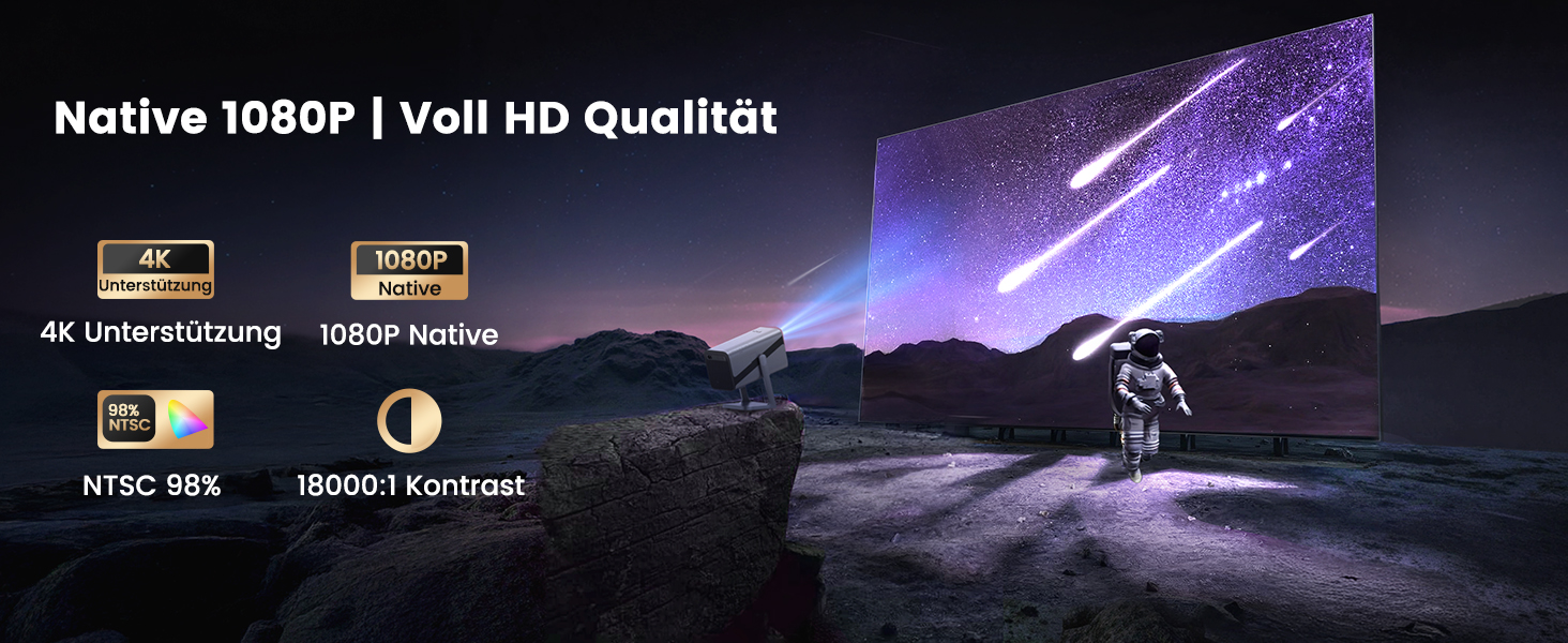 Проектор Mini Beamer 4K Smart з автофокусом та корекцією трапецеїдальних спотворень, WiFi6, Bluetooth, Dolby Audio, 600ANSI, 1080P, для дому та відпочинку на відкритому повітрі, сріблястий