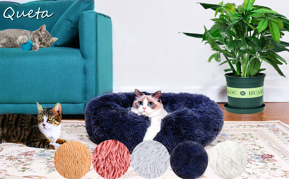 Кругле ліжко для котів та собак, Doughnut-форма, 60 см, сірий колір, Queta Deluxe