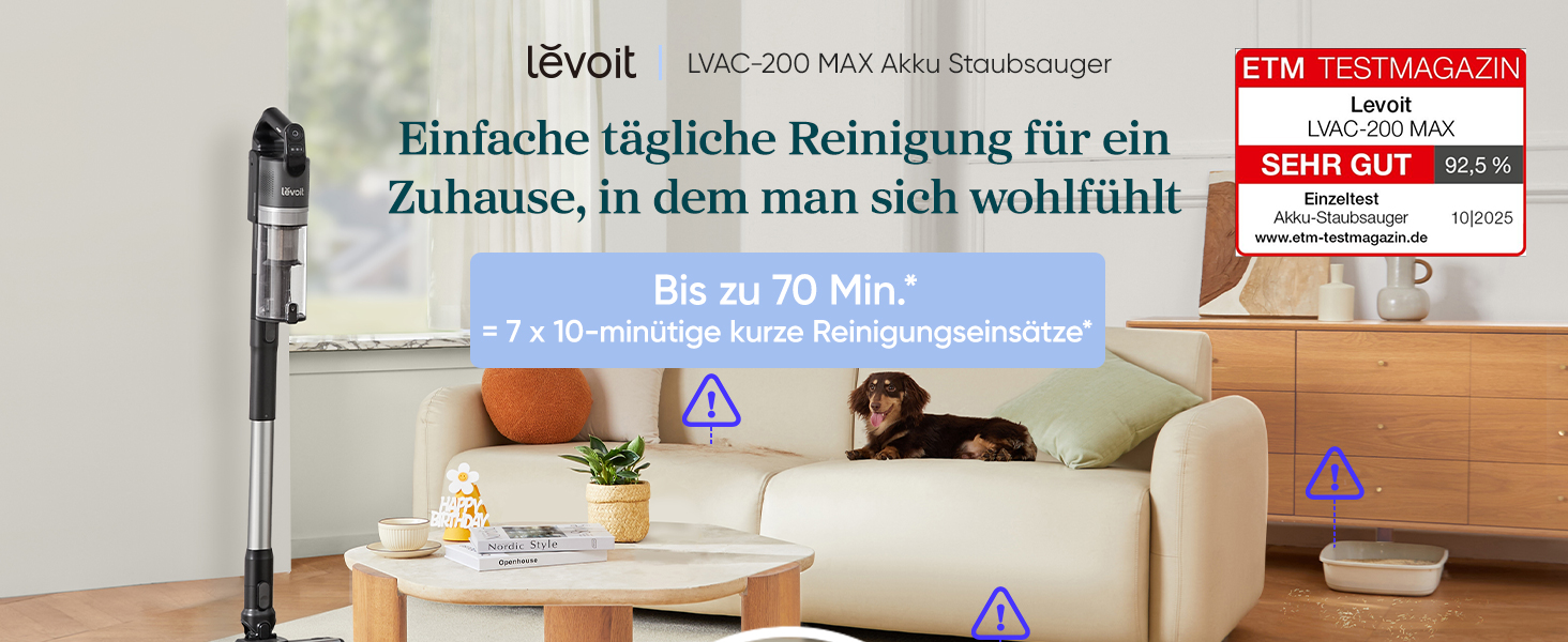 Бездротовий пилосос Levoit LVAC-200 MAX з HEPA-фільтром для дому та авто