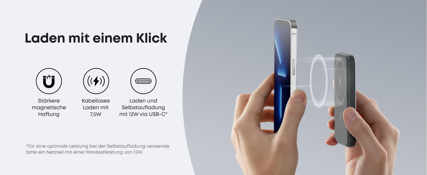 Anker MagGo 5000mAh Powerbank з магнітним з'єднанням (iPhone 13/12), чорний