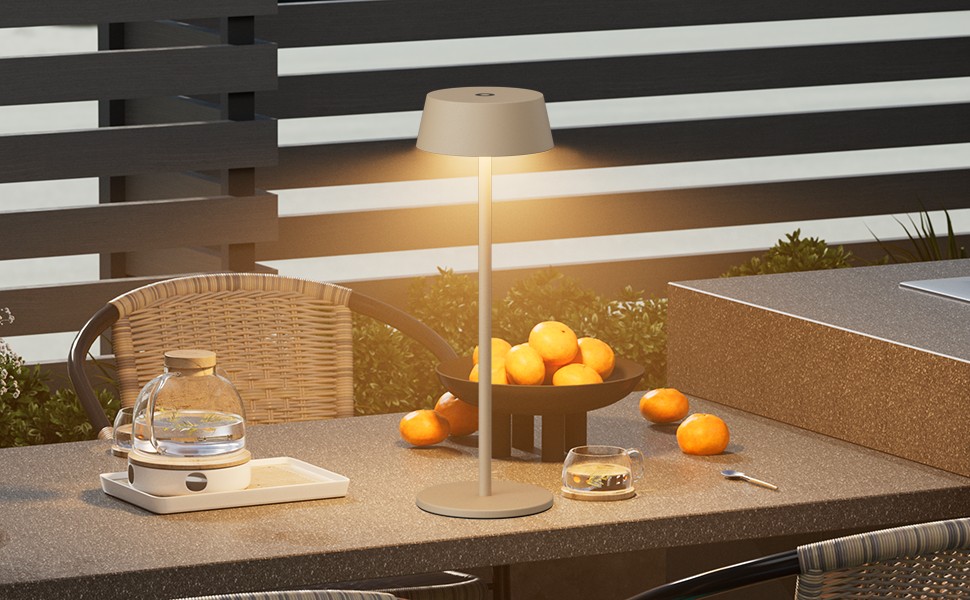 LED-лампа на акумуляторі K-Bright (2 шт.) - бездротова, тепле світло 3000K, регульована яскравість. Підходить для обіднього столу, читання, спальні, саду та ін. Хакі