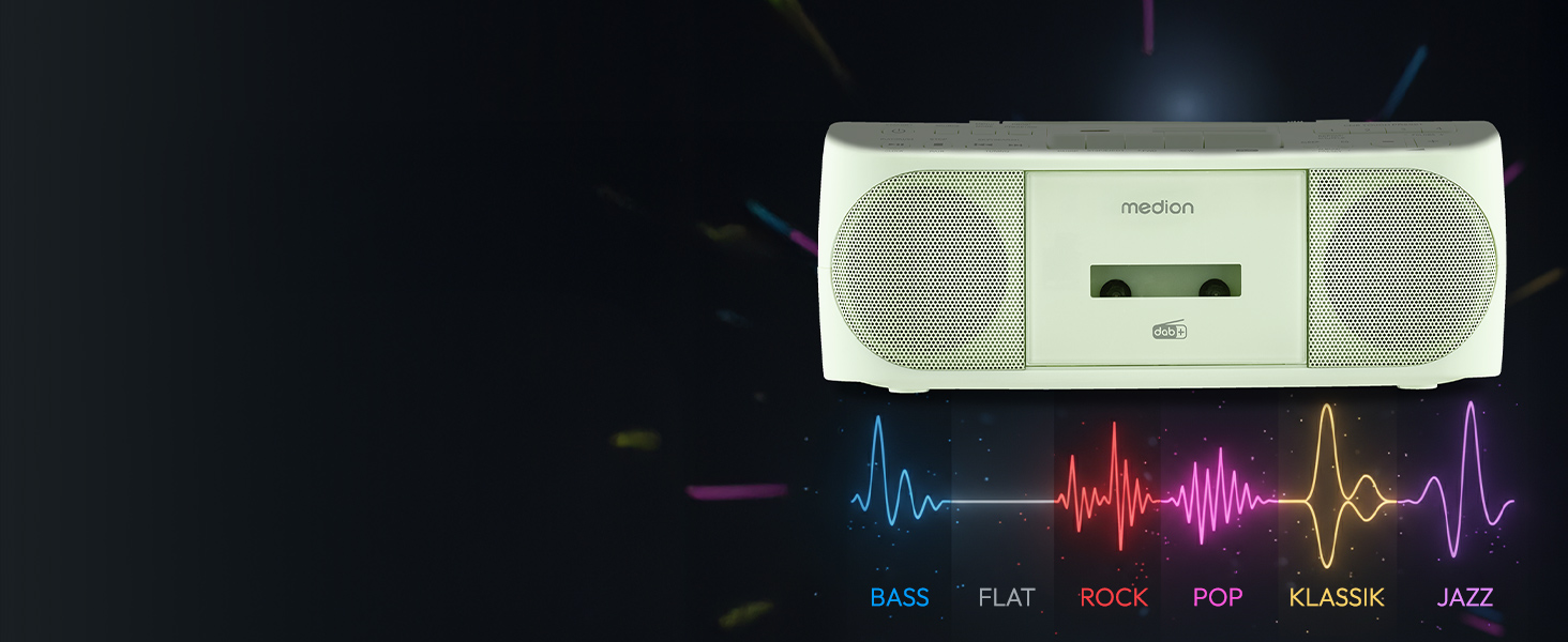 MEDION DRX-1 Plus Boombox: радіо DAB+, Bluetooth, CD-плеєр, MP3, касетний магнітофон, AUX, зелений