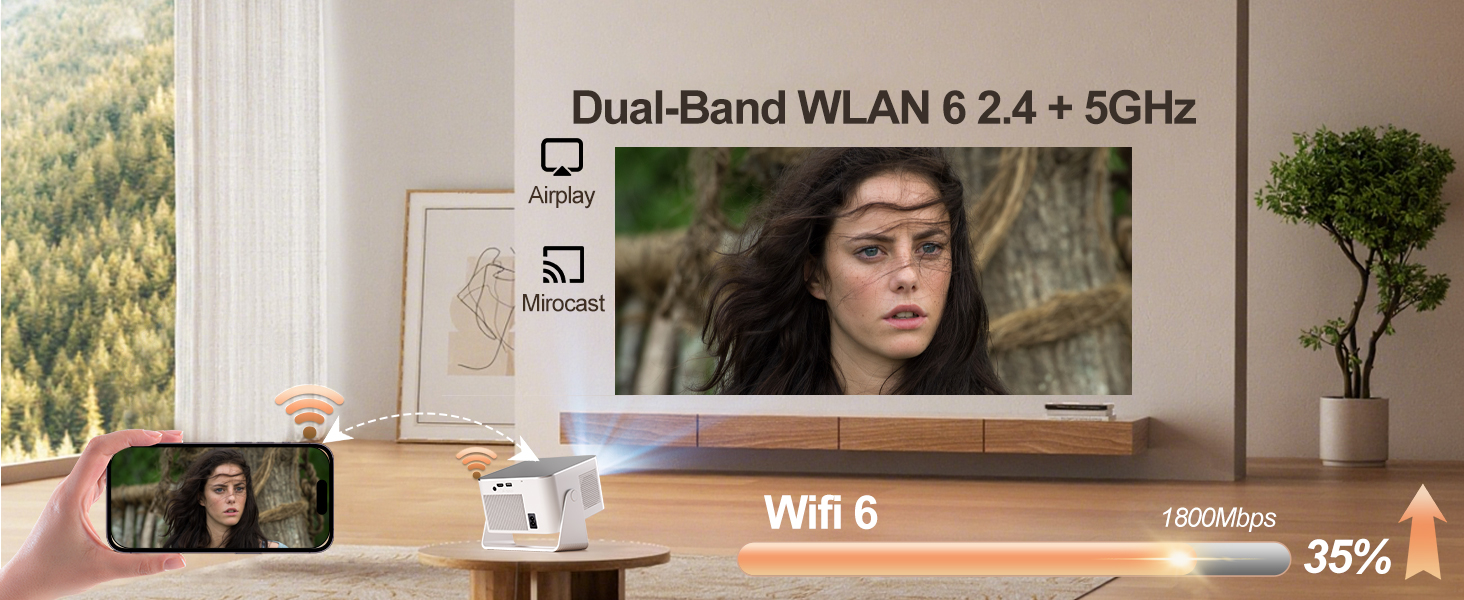 Magcubic Mini Beamer 4K/8K: Портативний проєктор з Android 14, WiFi 6, Bluetooth 5.4, автофокусом та 12W динаміком. Модель HY350MAX