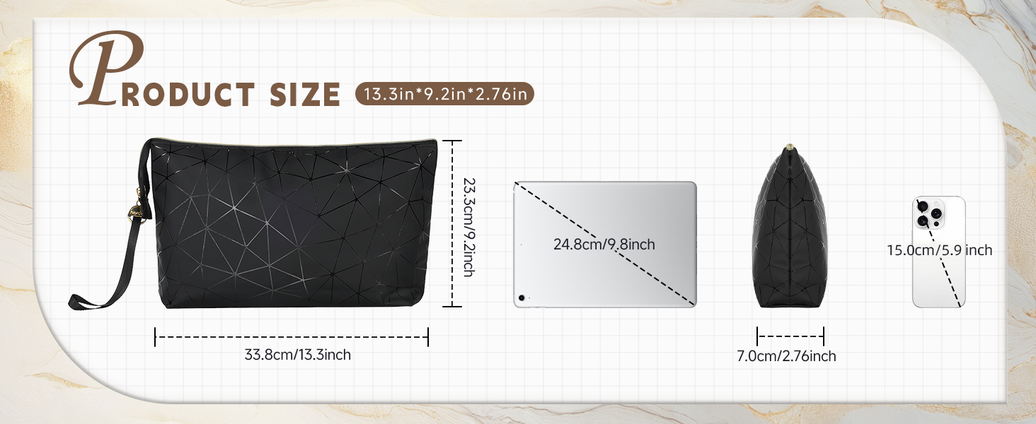 Косметичка жіноча мініатюрна, пудрова, водонепроникна, для подорожей, органайзер, чорно-бежева