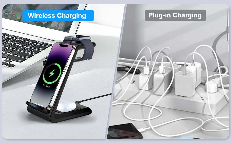 3-в-1 Бездротова зарядка Induktive для iPhone, Apple Watch та AirPods Pro