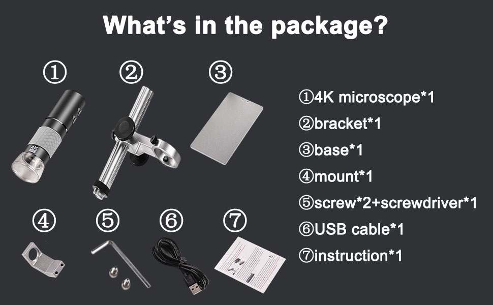 4K WiFi мікроскоп Ninyoon з професійним штативом та чохлом для iPhone, Android, PC, iPad, Android Tablet, Windows, Mac, Chrome, Linux (Сірий)