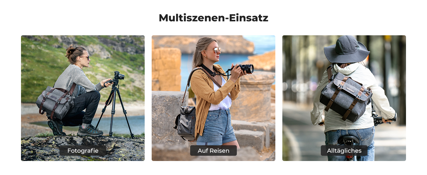 Сумка для камери K&F Concept, фотосумка для DSLR/SLR, сумка для фотографа з відділеннями для об'єктивів та аксесуарів, сіра