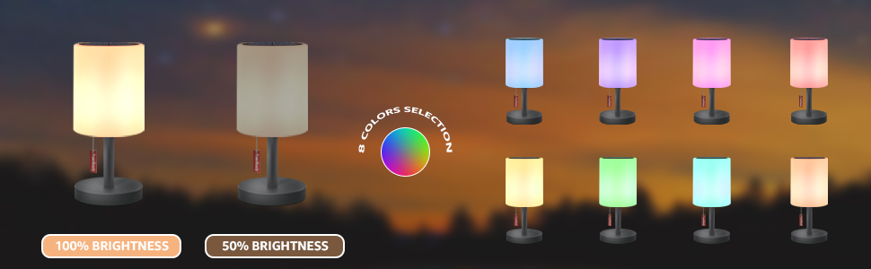 Світлодіодний солярний настільний світильник для вулиці 2-в-1, бездротовий, 8 кольорів, для саду, кемпінгу (Сірий)