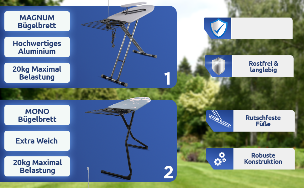 Сталевий XXL-Bügelbrett від STAHLMANN® для парогенераторів [130x48 поверхня для прасування] – стабільний стіл для прасування з покриттям [100% бавовна], Made in EU