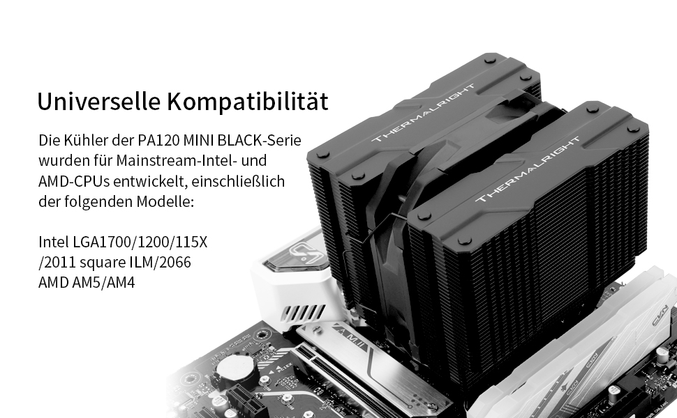 Thermalright Peerless Assassin 120 MINI White – кулер для CPU з 6 heatpipes, 120mm вентилятор, підтримка AM4/AM5/Intel LGA 1851/1700/1150/1151/1200/2011