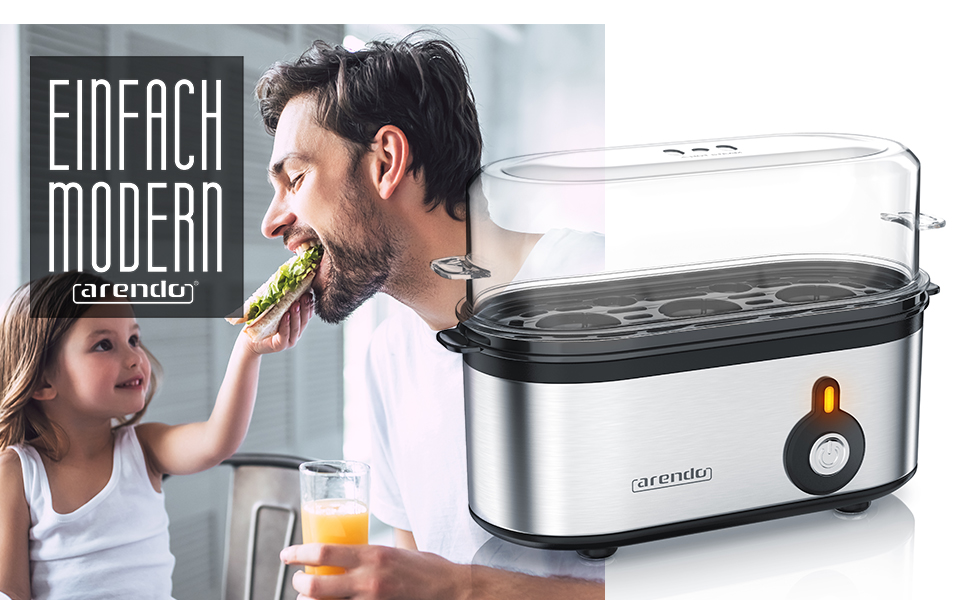 Електричний яйцеварка Arendo Threecook з нержавіючої сталі - 1-3 яйця, регулювання ступеня готовності, безпечний, BPA-free