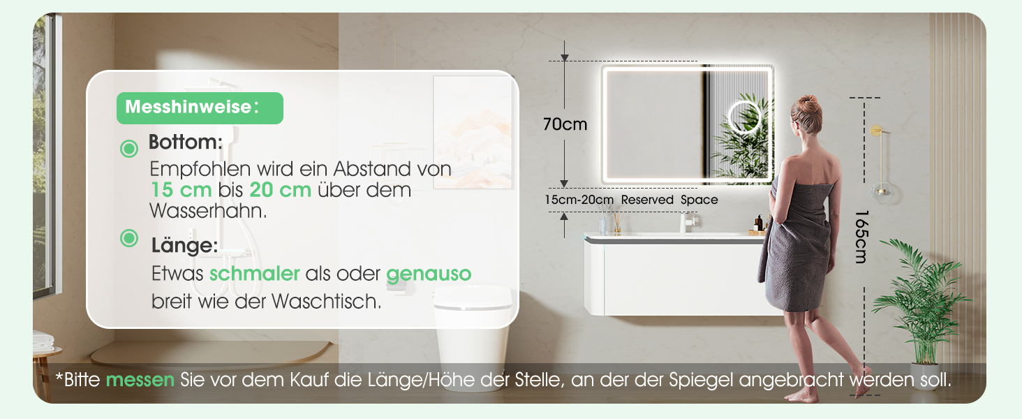 Дзеркало для ванної кімнати S'bagno з підсвічуванням 100x70 см, LED, з пам'яттю, антизапар, 3 колірні температури, регулювання яскравості, HD скло, IP44, горизонтальне/вертикальне (з 5-кратною лупою та Bluetooth)