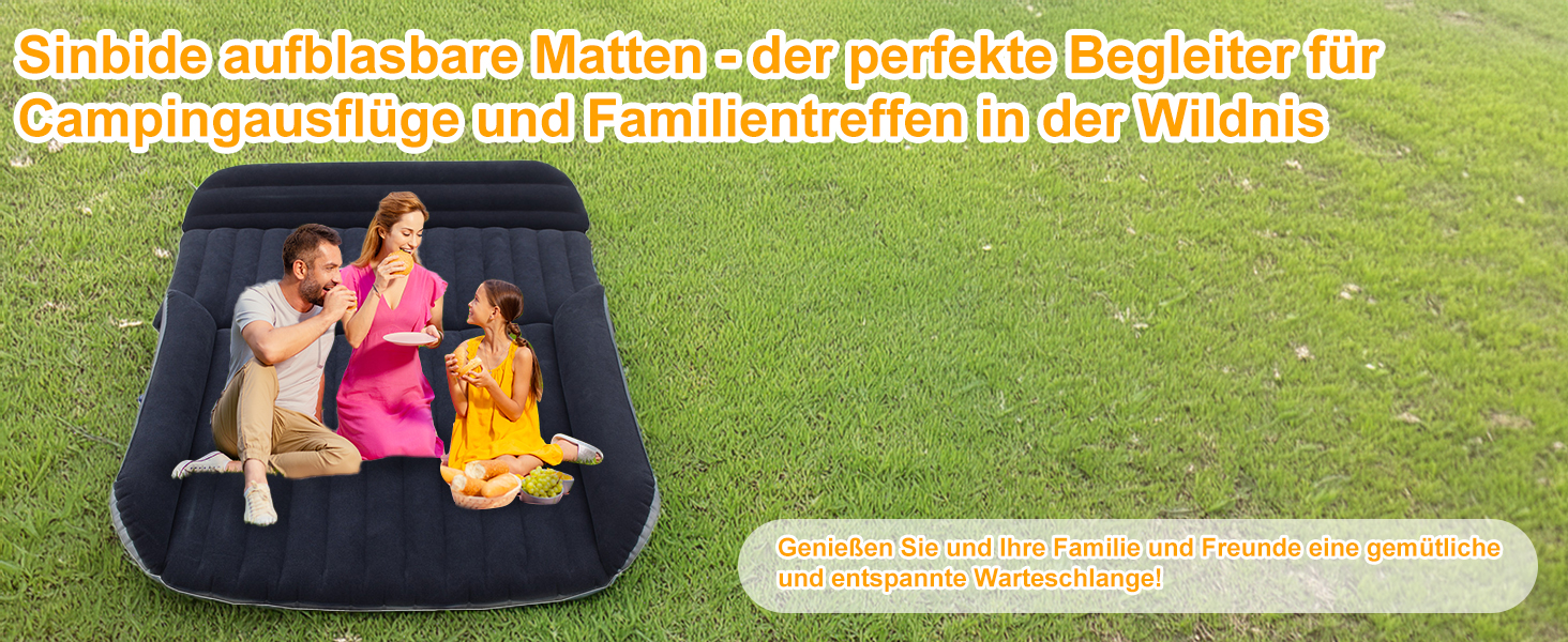 Надувний матрац для авто SUV з насосом (чорний) - зручний для кемпінгу та подорожей