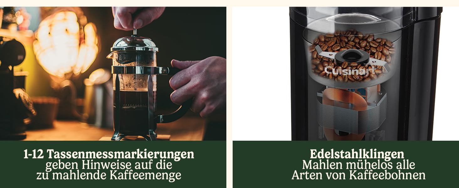 Кавомолка Cuisinart | Для дому | 4-18 чашок | 18 ступенів помолу | Різні ступені помелу для еспресо, колд брю, лате, капучино | Можна мити в посудомийній машині | Легко використовувати (Чорний)