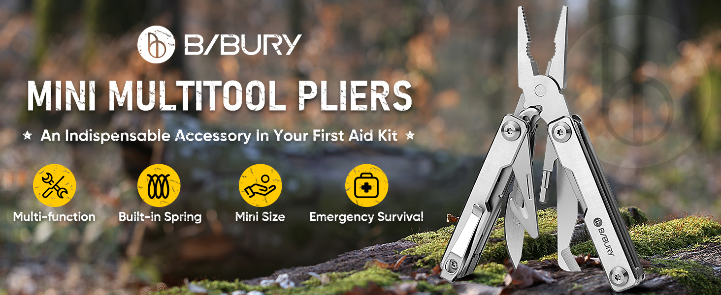 Мультитул BIBURY Mini 10-в-1: кусачки, пінцет, склобій, інструмент для кемпінгу та відпочинку на природі
