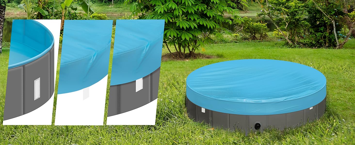 Басейн для собак великих порід EUGAD 120x30 см з кришкою. ПВХ басейн для собак, антиковзне покриття, легко складається