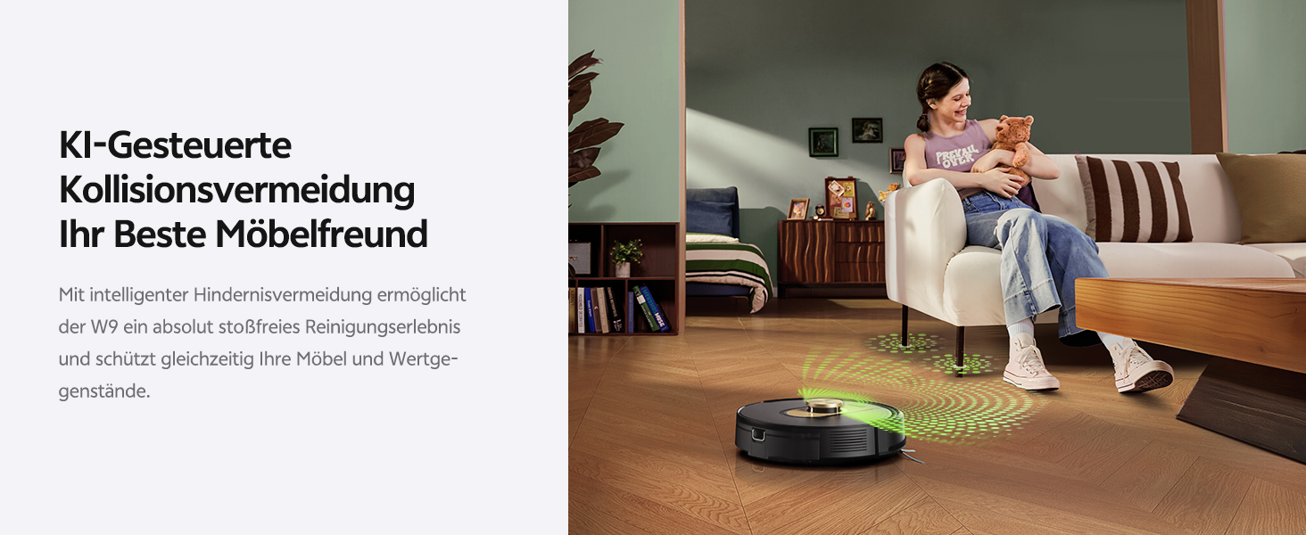 Робот-пилосос Vexilar W9 з функцією миття підлоги, LiDAR-навігація, 5000Pa, 5 карт, 15 зон заборони, керування через додаток, для твердих підлог та килимів, видалення шерсті тварин