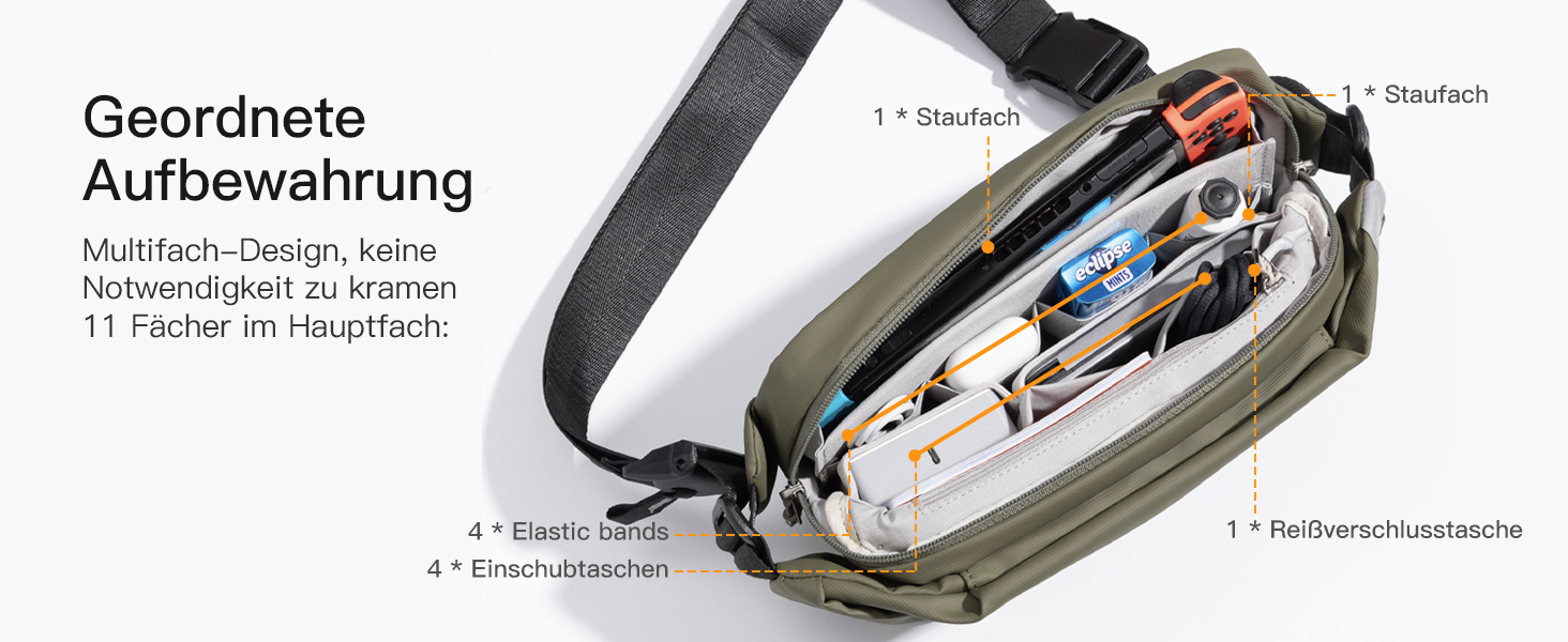 Сумка на плече Inateck, оливковий колір, водонепроникна, для чоловіків та жінок